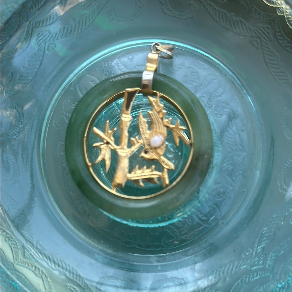 Jade & Gold  & Opal Green Pendant
